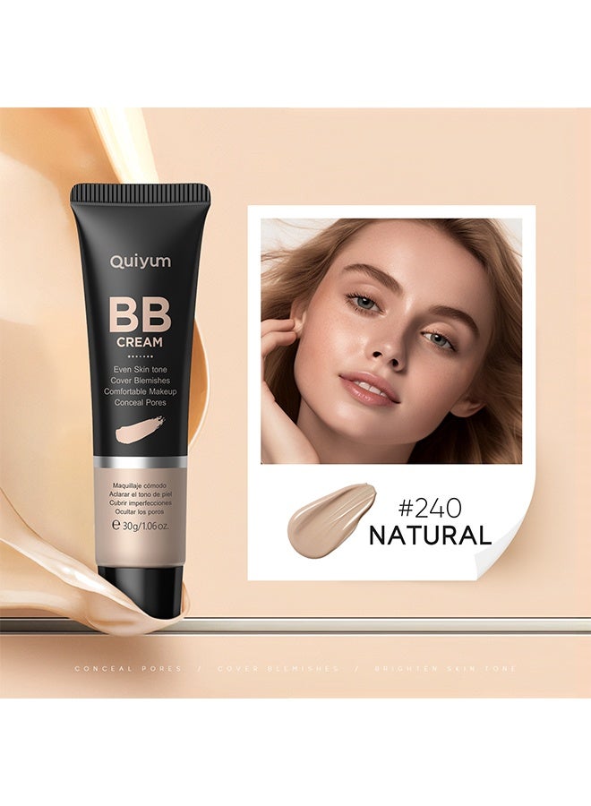 QUIYUM BB Cream Tinted Moisturizer, 9Colors Moisturizes & Conceals, Cover Blemishes & Pores, Even Skin Tone, Lighiweight Foundation Full Coverage Tinted Illuminator for All Skin, Oil-Free,#240 Natural - Image 2